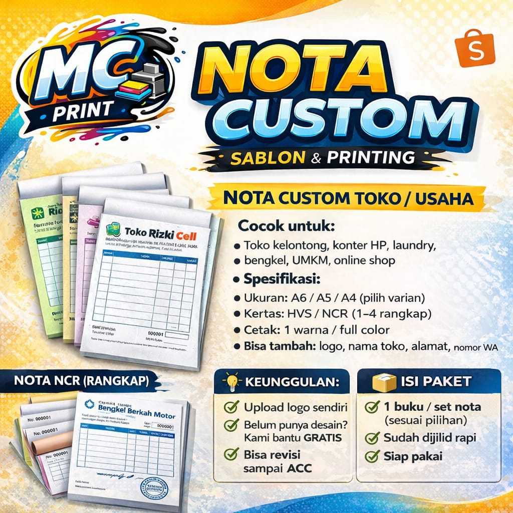Nota Custom murah/ Nota jualan