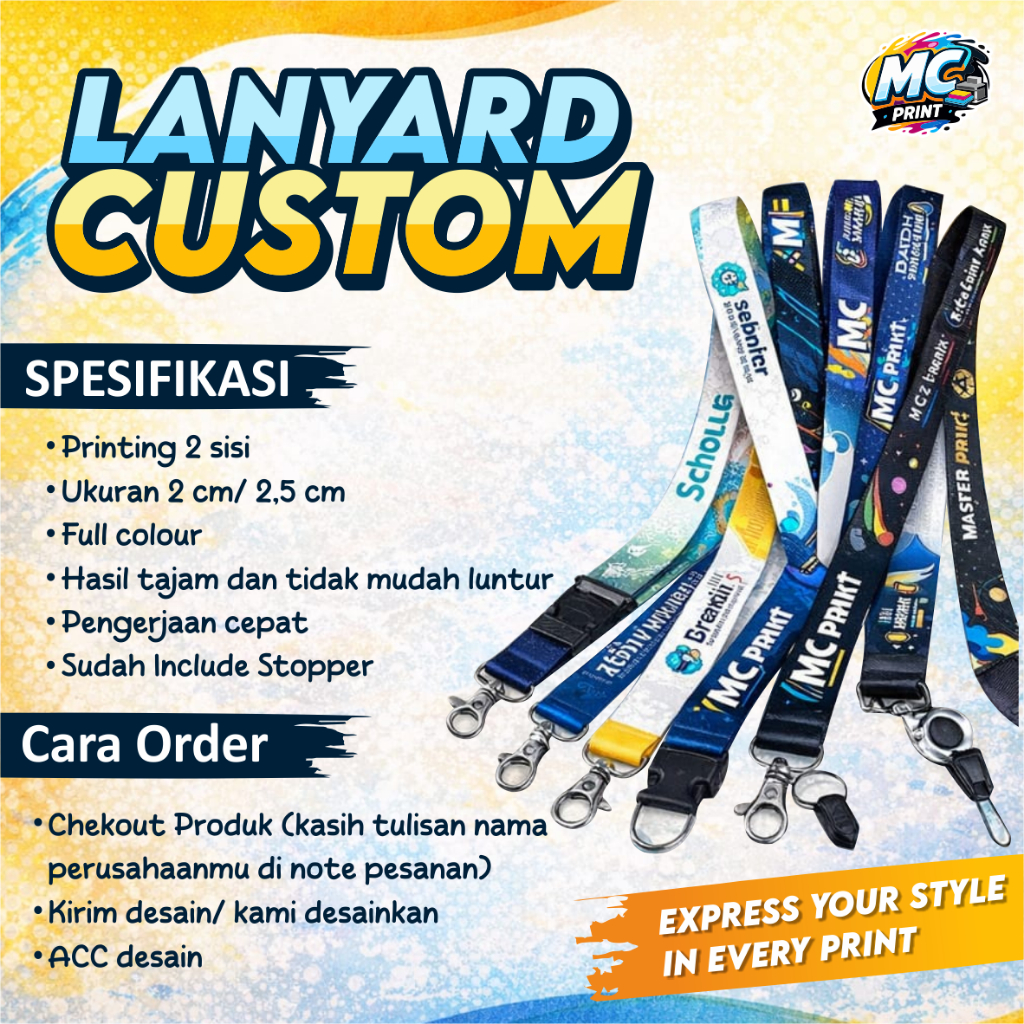 Lanyard Custom 2 sisi/ cetak lanyard express/ lanyard murah