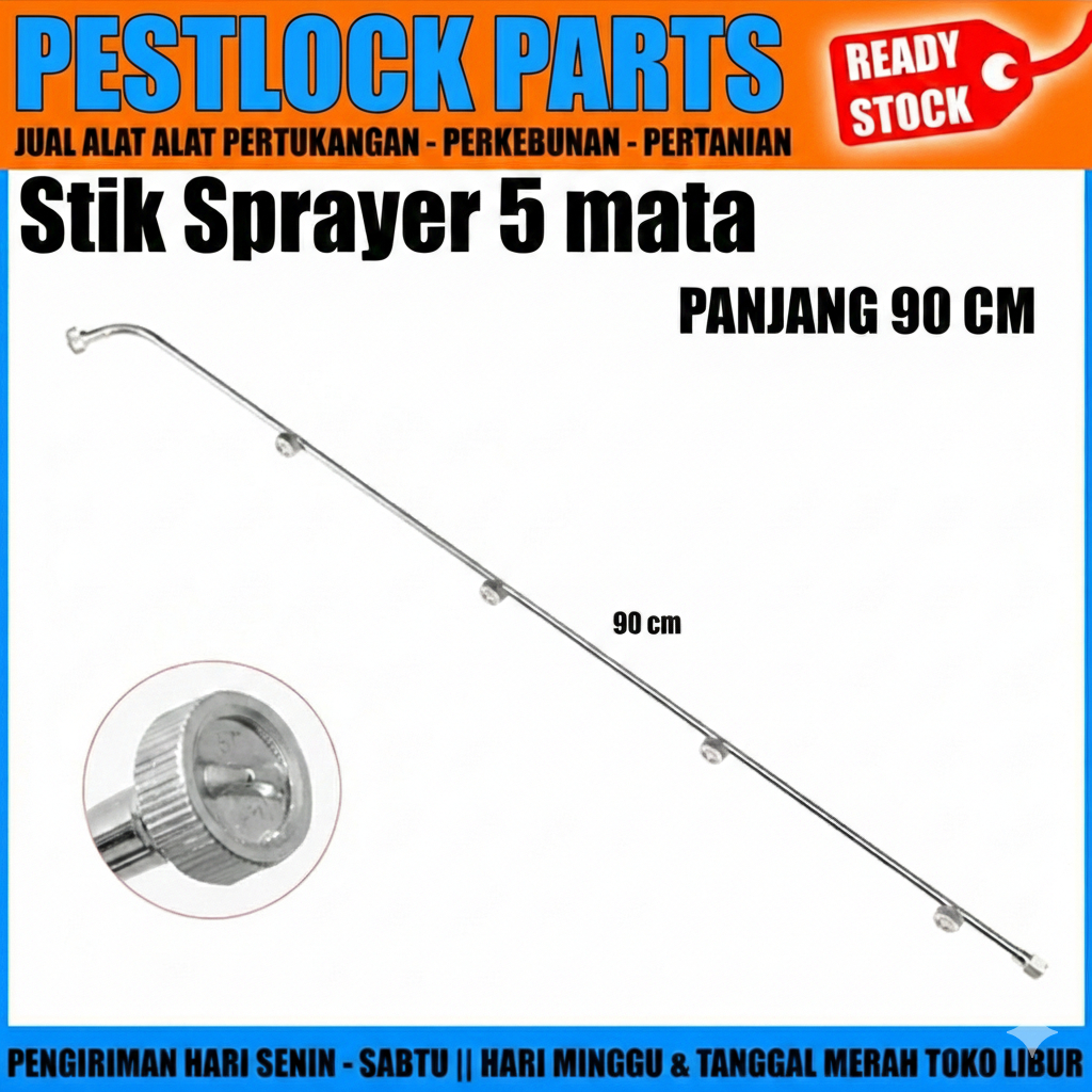 STIK SPRAYER MATA 5 PANJANG 90CM/ Stik / Stick Sprayer Mesin / Elektrik 5 mata / nozel Stainless