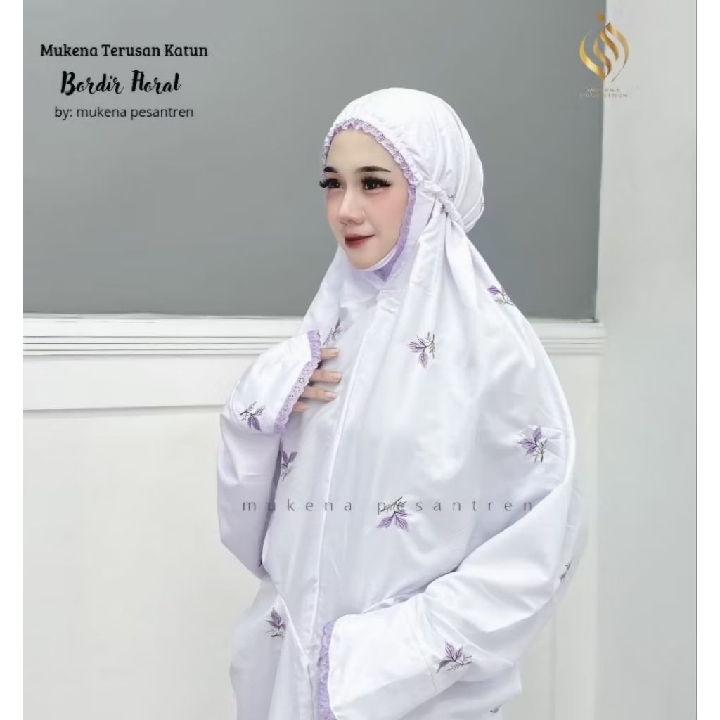 Mukena terusan katun mikro Mukena terusan putih bodir Mukena terusan dewasa