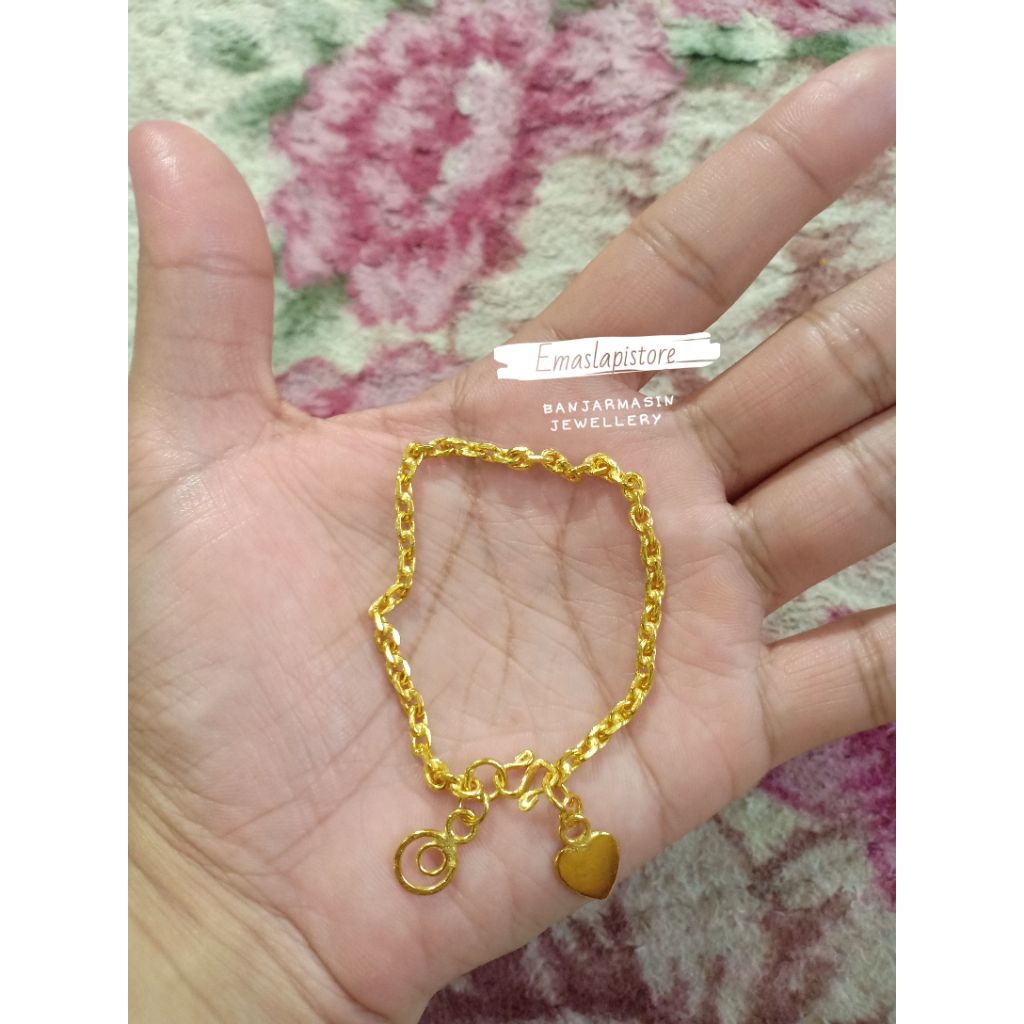 Gelang Mini Rantai Belitung Lapis Emas 999 Banjar