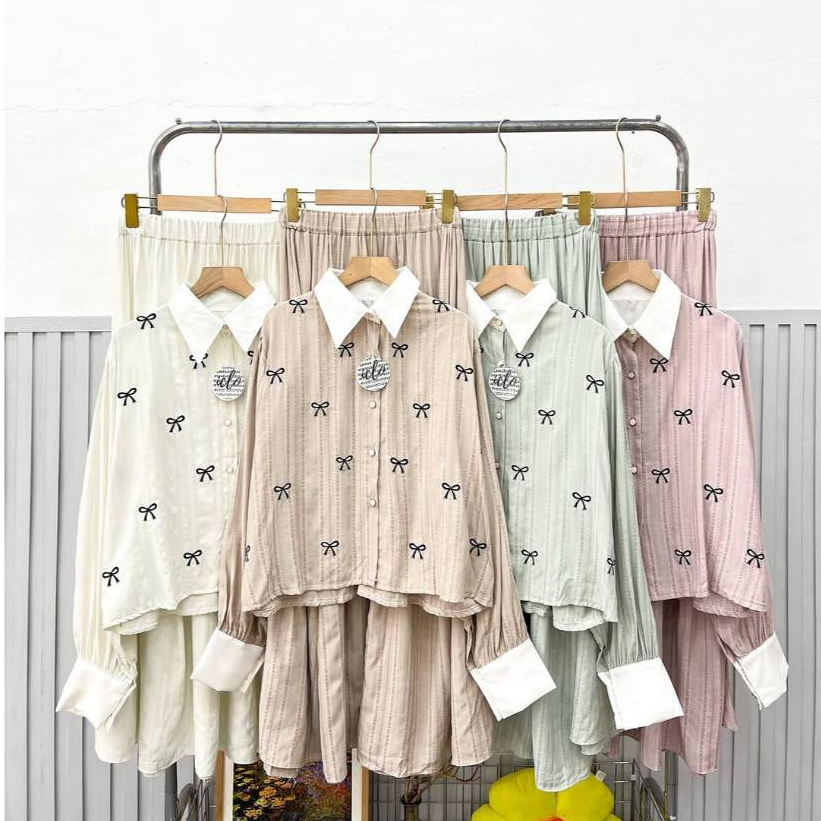 One Set Pita Rok Katun | Setelan Wanita Leona Qouette