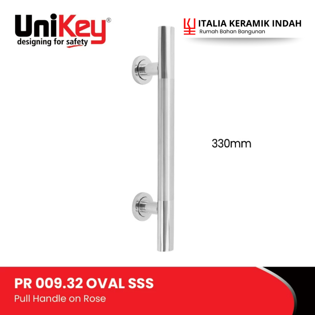 Pull Handle Pintu UniKey Pull Handle On Rose PR 009.32 Oval 330MM PSS/SSS