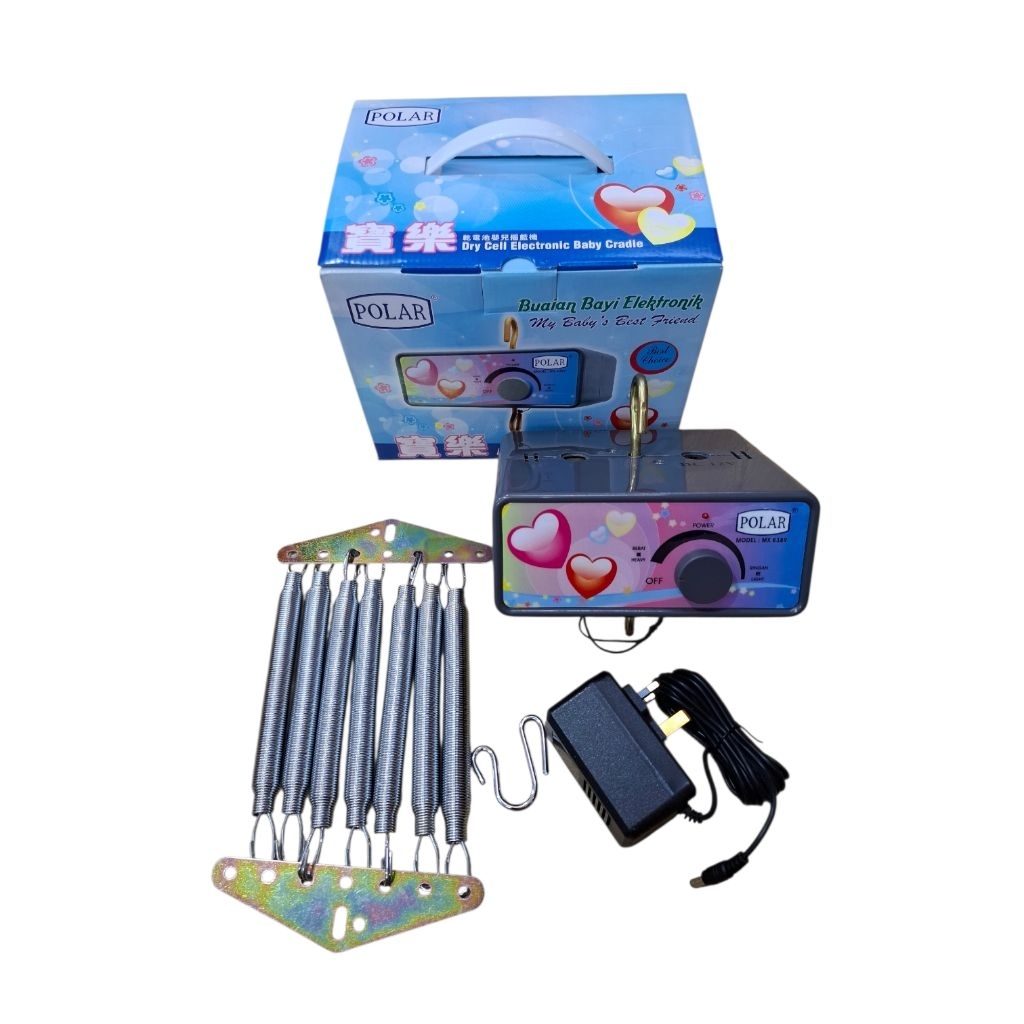 POLAR Mesin Ayunan Listrik (Basic)/Buaian Bayi/Komplit dengan Adaptor/Besi Pengait/Per 7 pcs