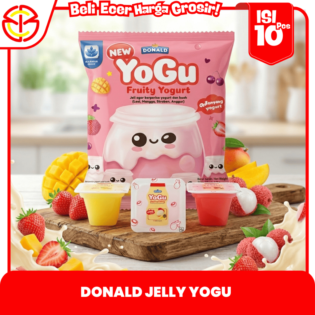 Donald Jelly Yogu Jelly Yogurt Anak & Segar,Snack Manis Aneka Rasa Favorit Anak, Cocok untuk camilan