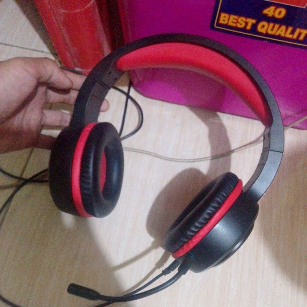 Headset Gaming GAMEN GH100 Black - Suara Jernih, Mikrofon Omnidirectional, Kompatibel 3,5mm. SECOND
