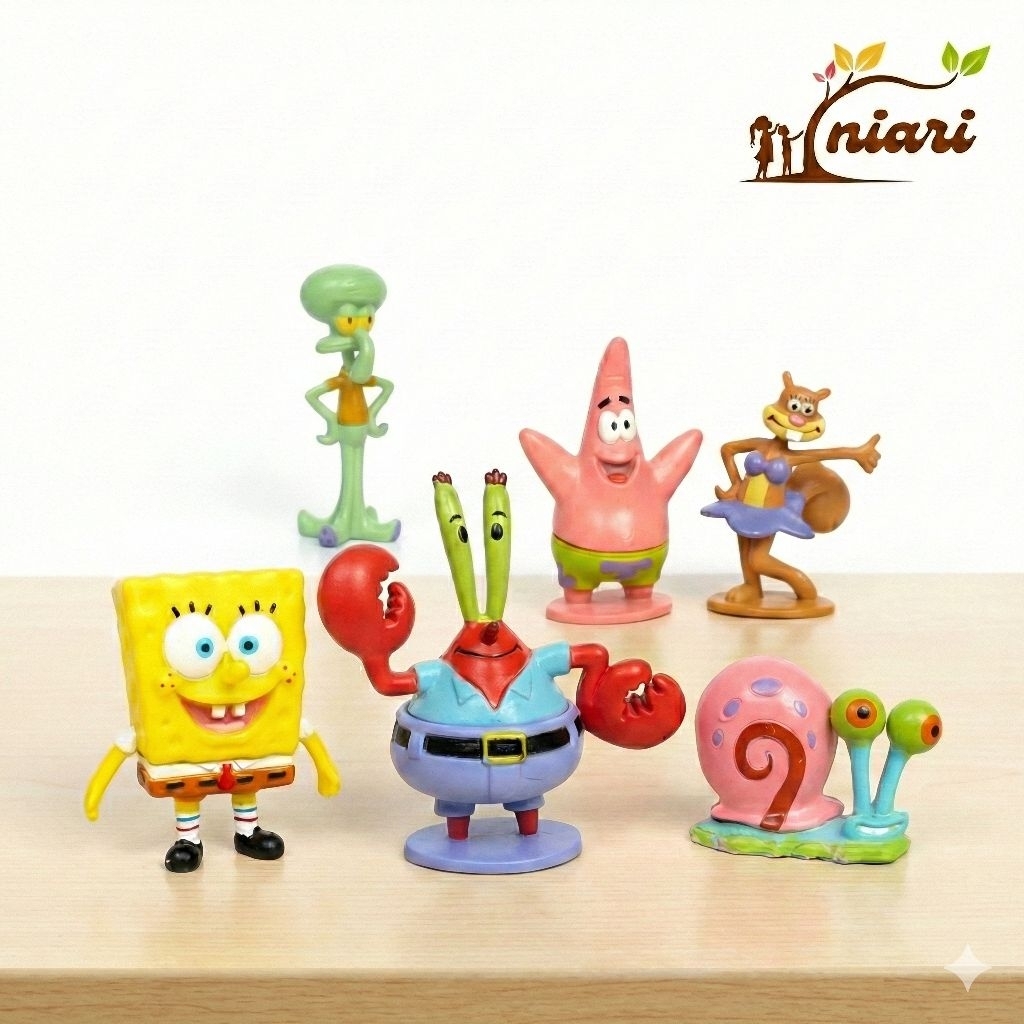 Action figure Spongebob Squarepants 6 pcs set / Topper kue Spongebob