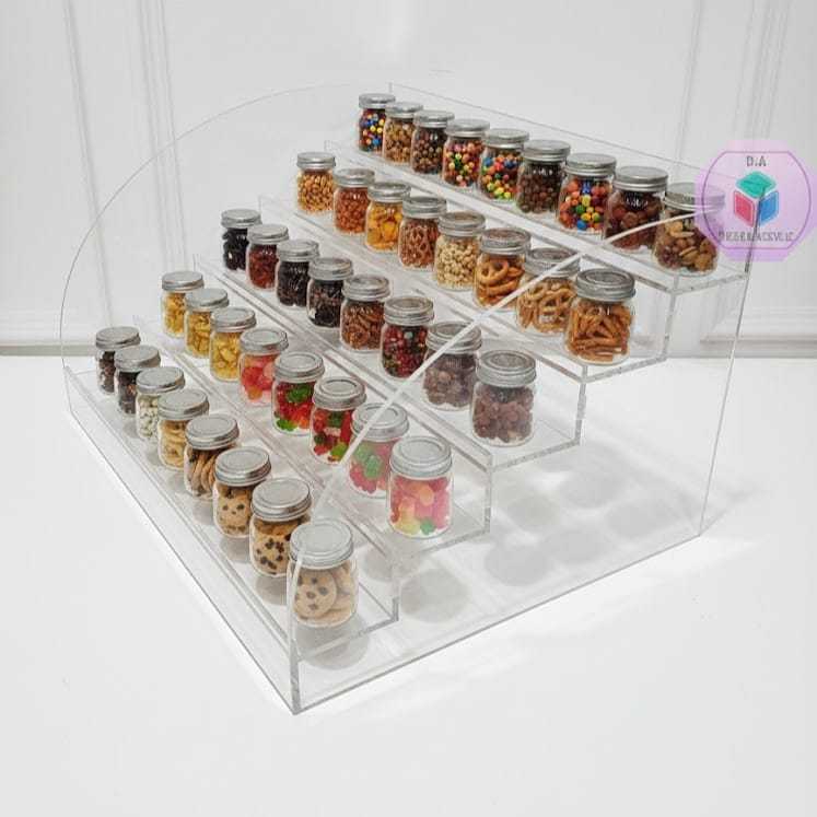 Decide Acrylic Akrilik Organizer Display Rak Tangga 5 Susun Serbaguna Rak Snack Kue Skincare Botol T