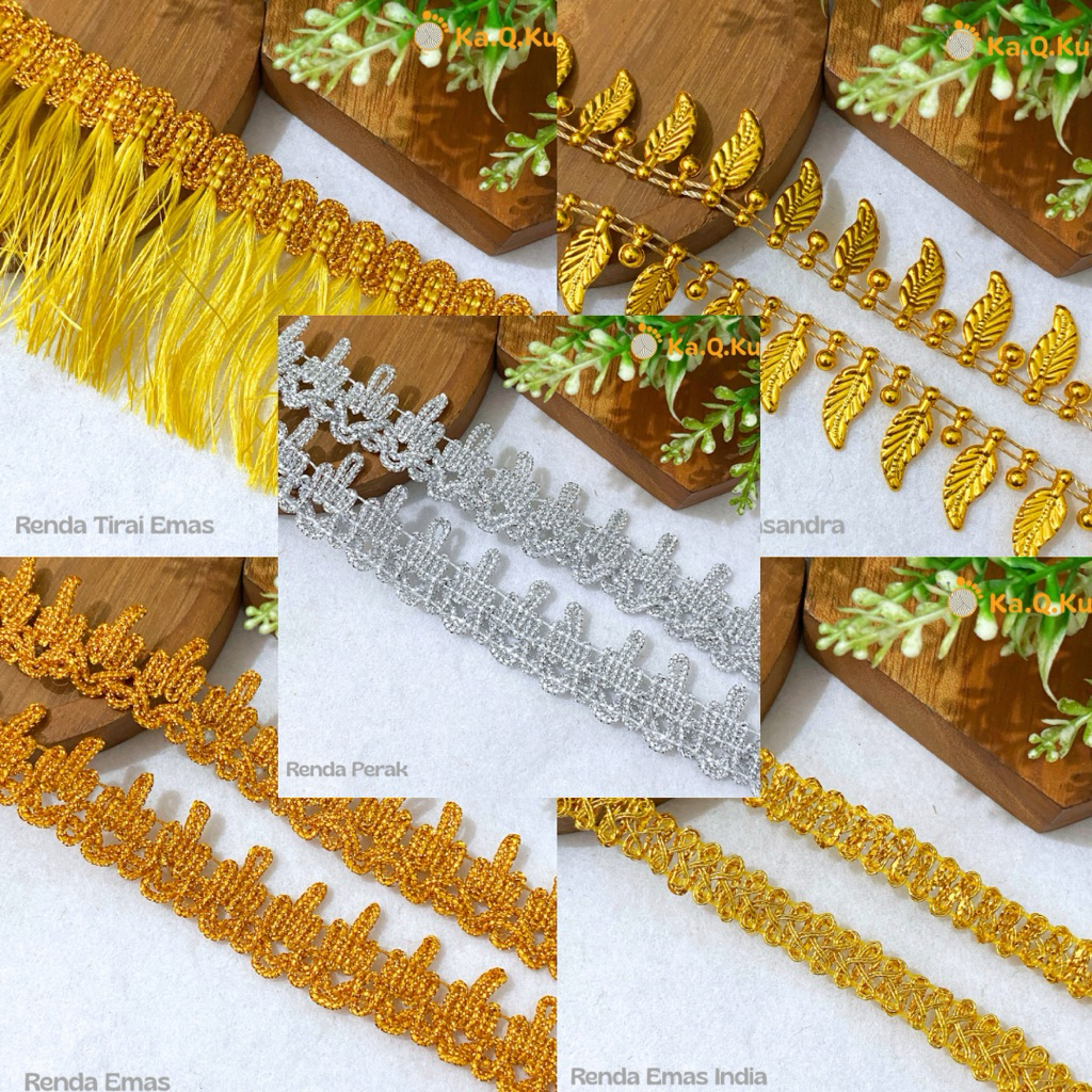 1meter ANEKA RENDA EMAS / RENDA GOLD INDIA / RENDA MAHKOTA / RENDA INDIA