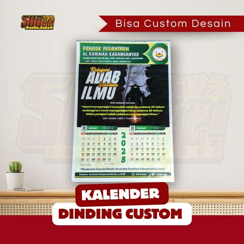 Kalender dinding Custom Satuan