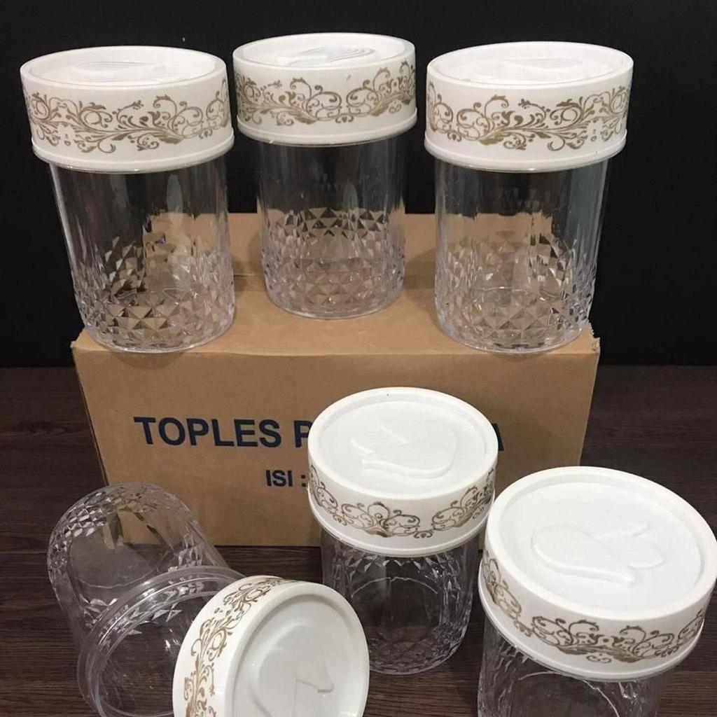 1 Set 6 Pcs Toples Akrilik Pirex | Toples Aesthetic | Toples Lebaran 1200ML BATAM