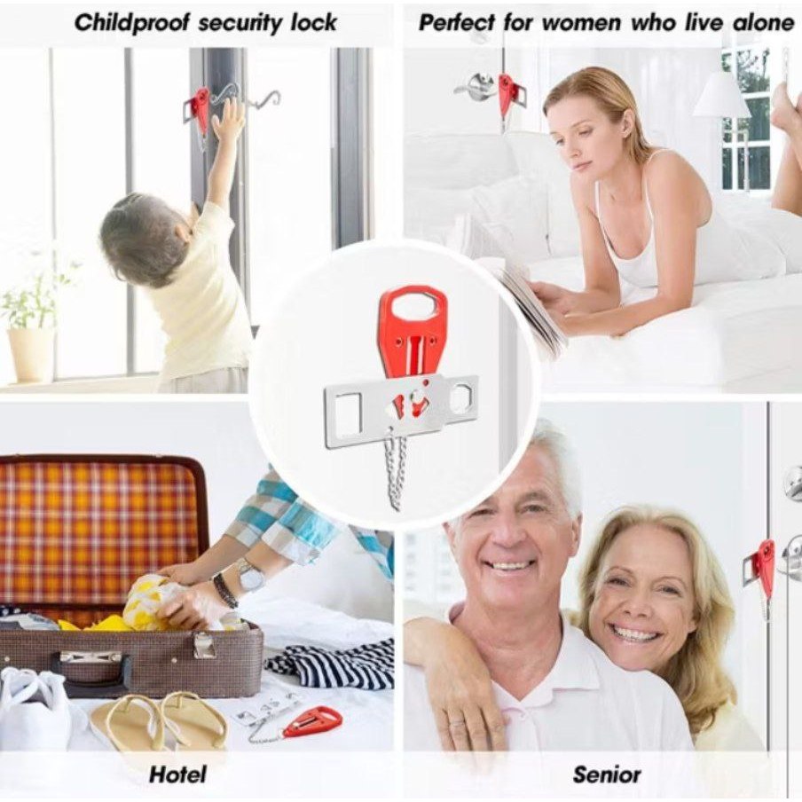 Door Lock Portable / Kunci Ganda Pintu Kamar/Portable Door Lock for Travel Hotel Kos Self Protection