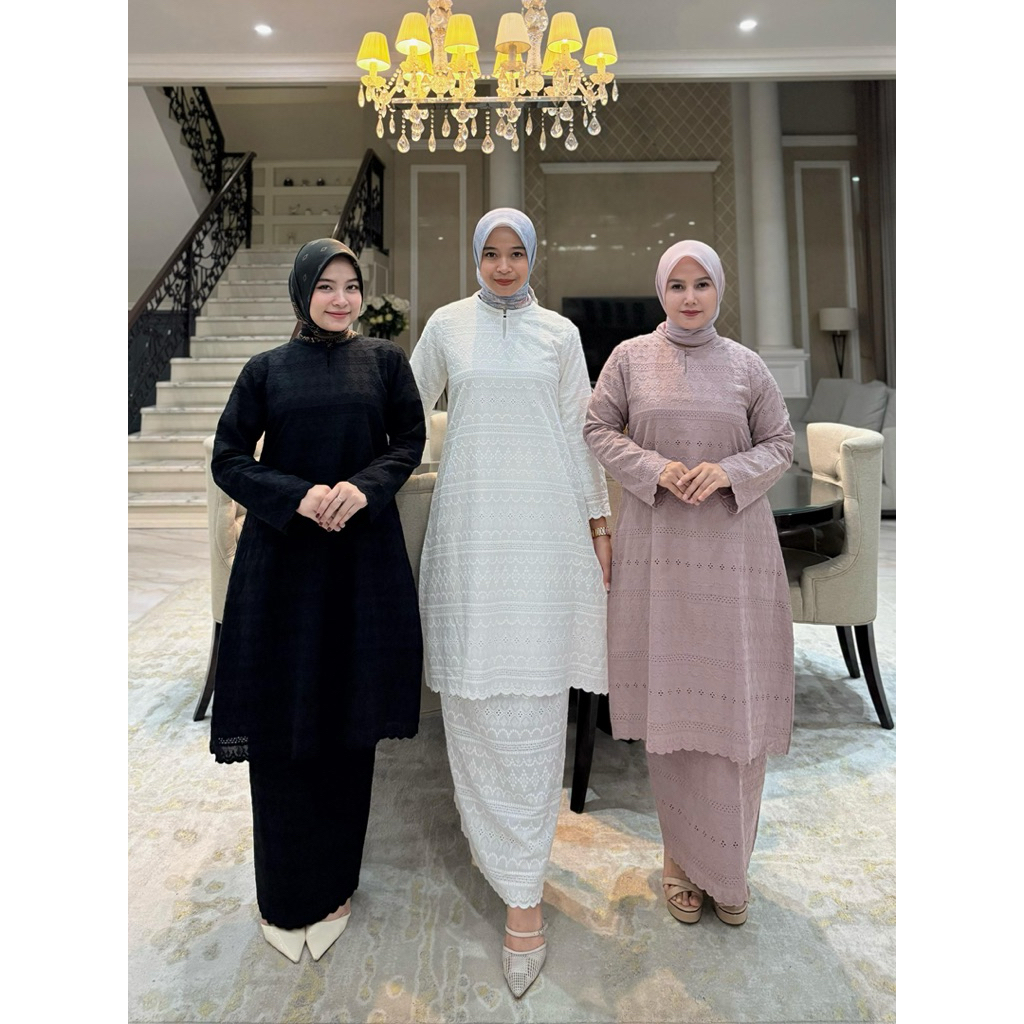 Setrok / Stelan Rok kurung melayu / oneset Melayu katun bordir mix furing katun ero Tunik katun bord