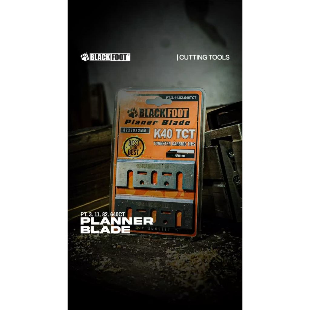 BLACKFOOT PT31182640TCT Planer Blade K40 TCT Mata Planer Kayu TCT 82x6mm Pisau Serut Kayu Blackfoot