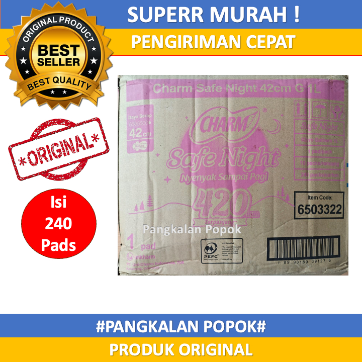 Pembalut Charm Safe Night 42cm isi 240 Pads