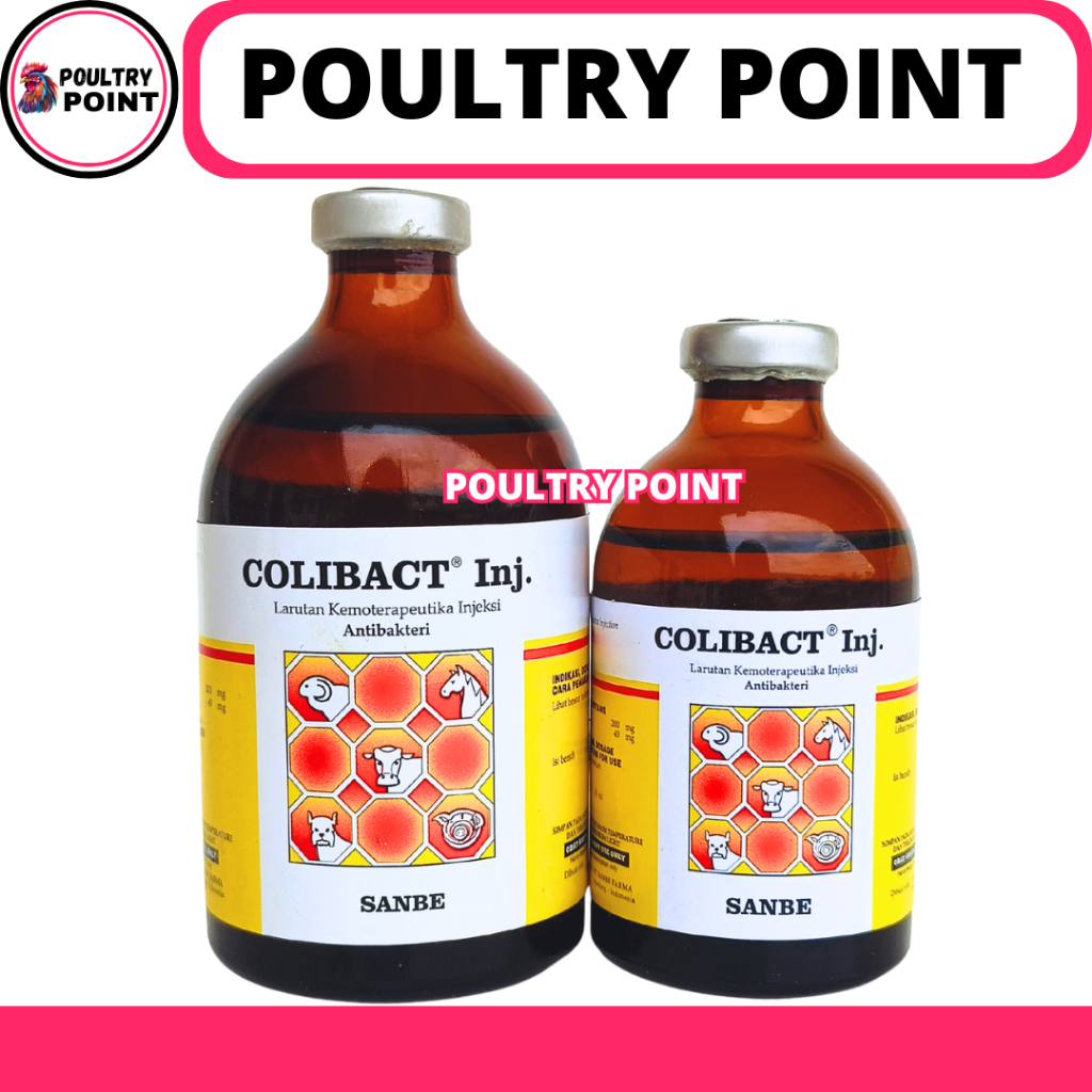 COLIBACT INJ 50ML COLIBACT INJ 100ML SANBE - Obat Hewan Antibakteri Pencernaan Ternak Sapi Kambing