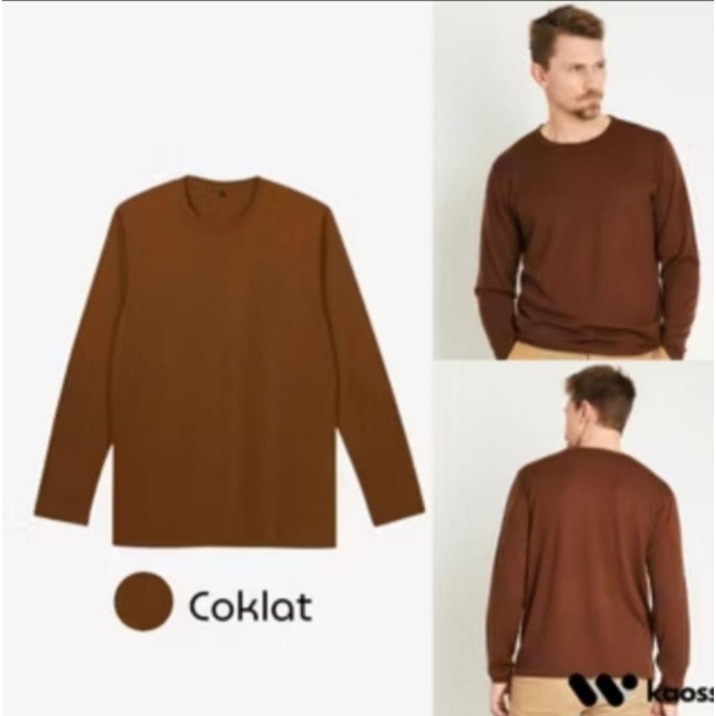 kaos polos lengan panjang pria-wanita warna coklat