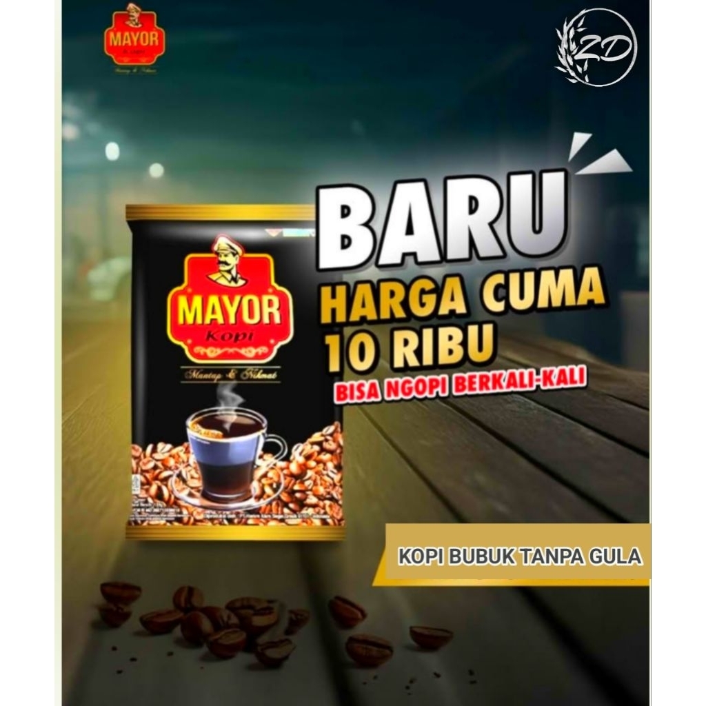 KOPI BUBUK MAYOR - Kopi Bubuk Hitam Premium, Rasa Mantap, Praktis Disimpan