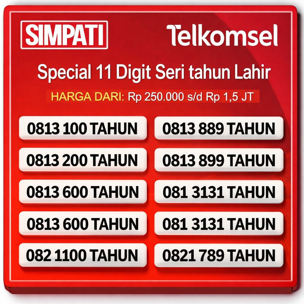 Nomor Cantik Simpati 5G Bonus 3GB Kuota 4G Seri Tahun Lahir