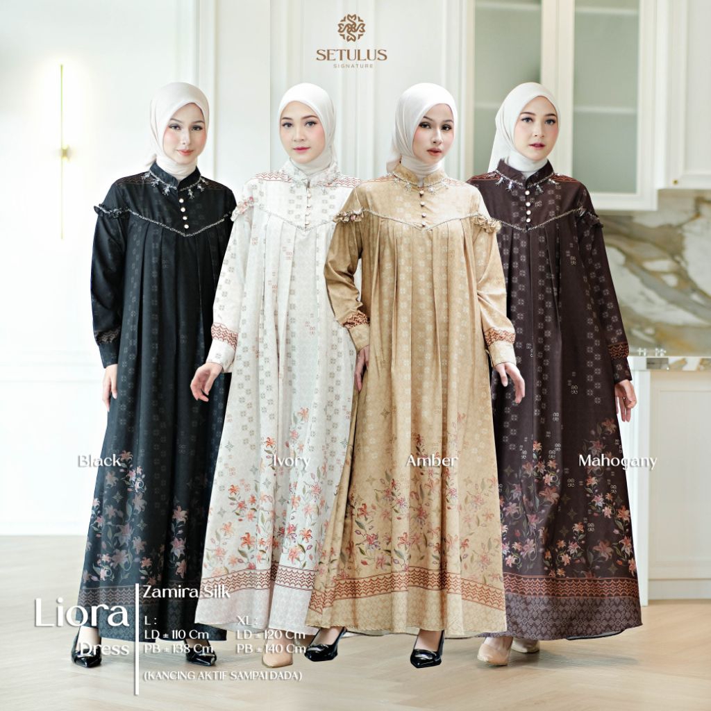 LIORA DRESS // GAMIS WANITA MUSLIM // OOTD WANITA KEKINIAN // ZAMIRA SILK MOTIF // BUSUI FRIENDLY //