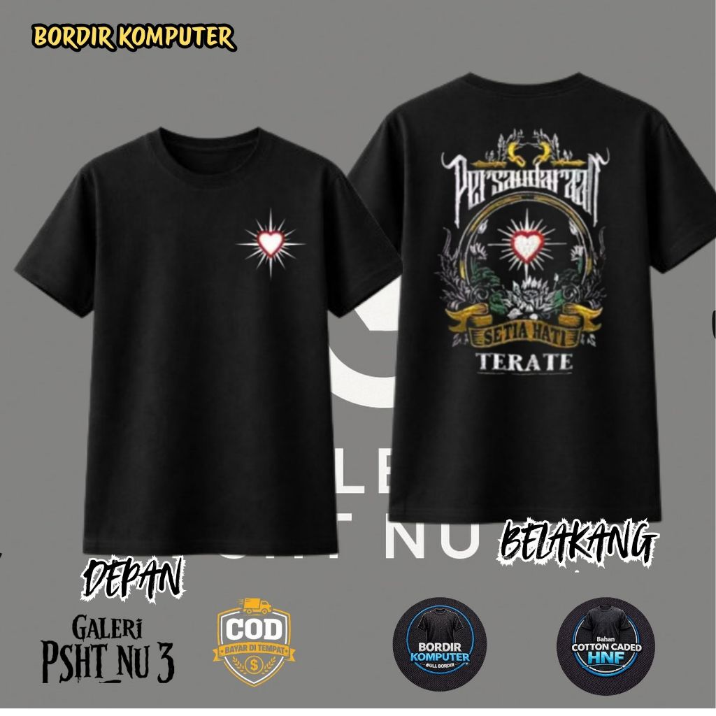 kaos psht bordir terbaru - kaos psht bordir simpel - kaos psht bordir - Kaos Hitam Pedek
