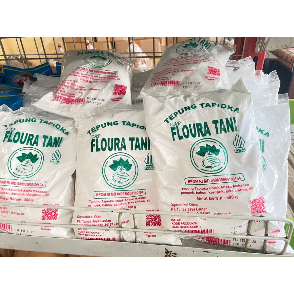 Tepung Tapioka atau Sagu Cap Floura Tani 1 dus (isi 20 bungkus berat sebungkus 500gr)