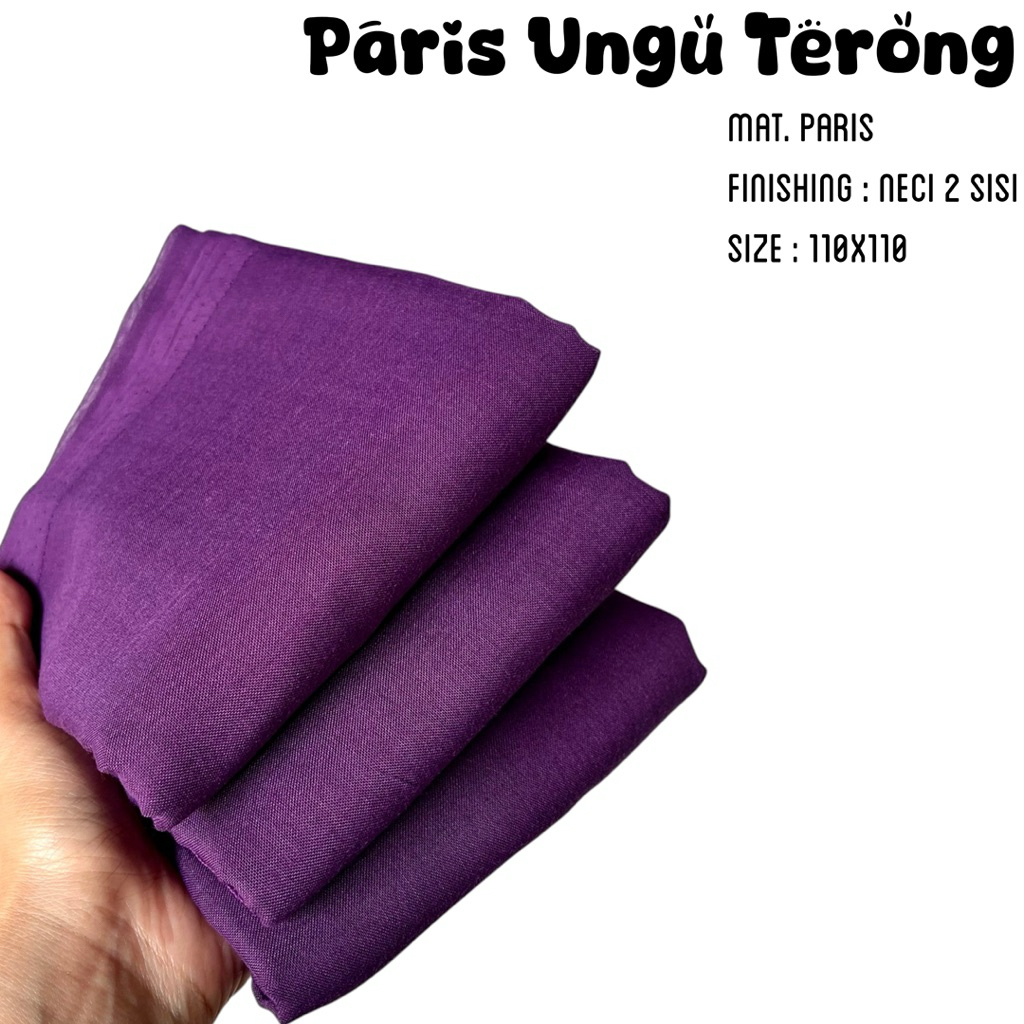 Segiempat Paris Ungu Terong 110x110 / Hijab Paris Ungu Terong / Segiempat Paris Ungu Gelap / Jilbab 