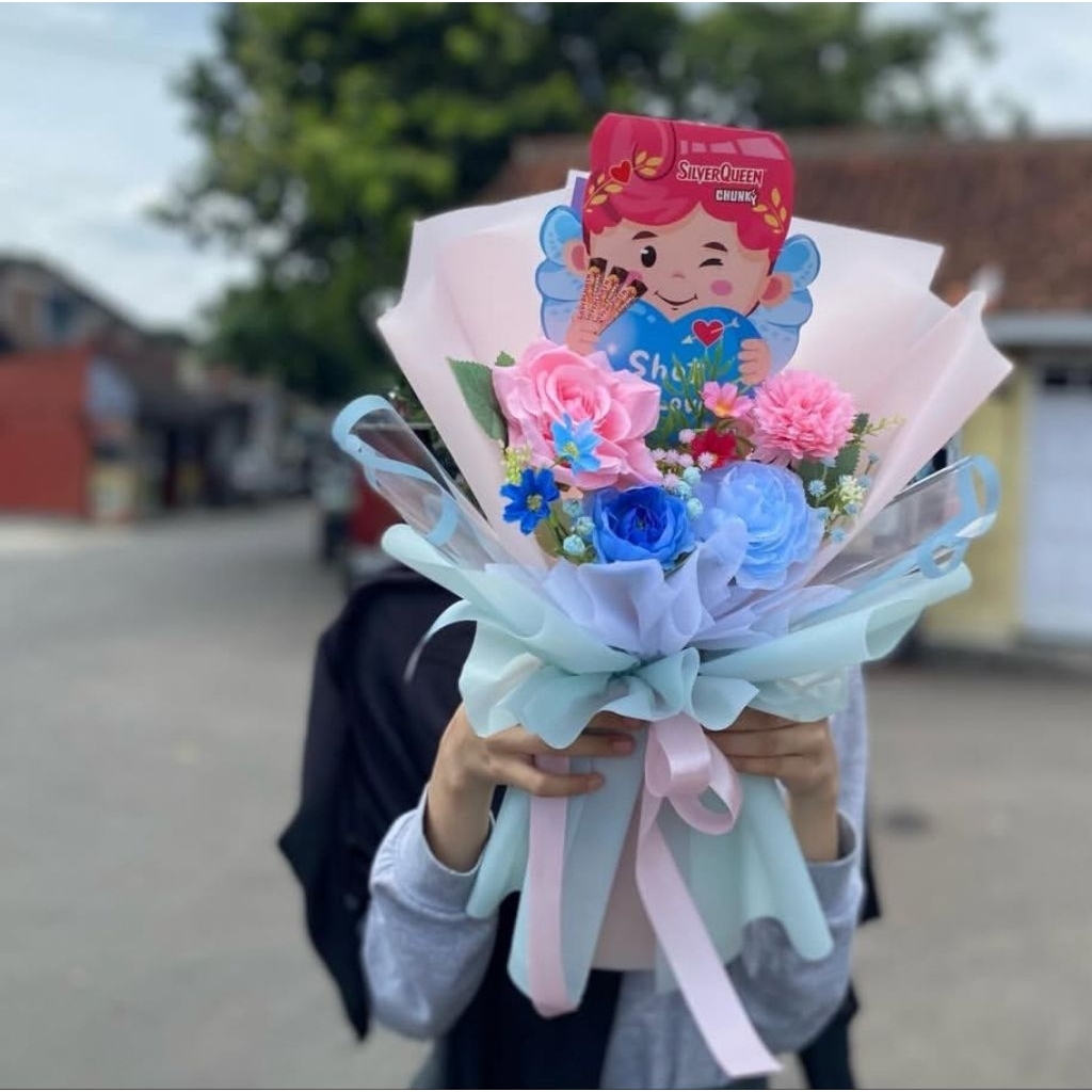 Buket silverqueen chunky cupid / buket valentine / gift valentine / buket coklat silverqueen