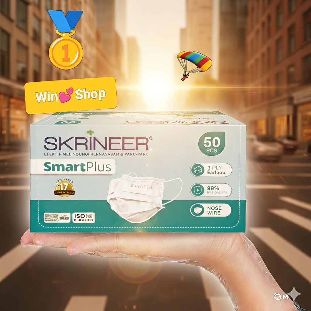 MASKER SKRINEER EARLOOP 3 PLY BFE 99% 50s