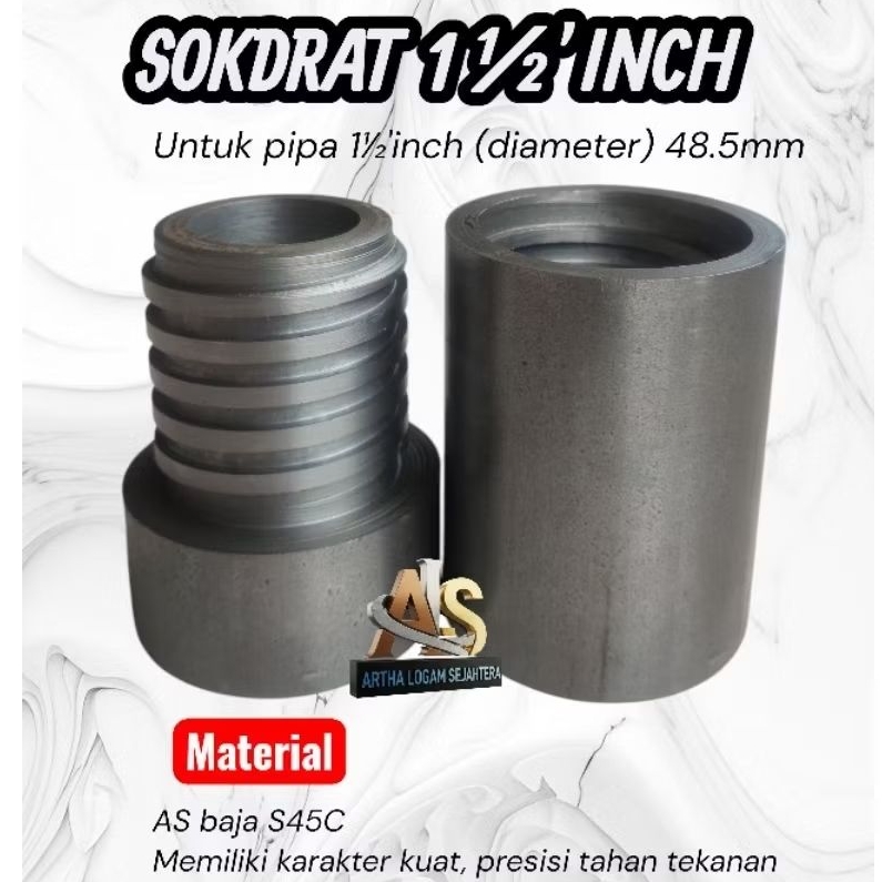SOKDRAT 1½ inch sambungan pipa sumur bor /sokdrat dalam / sokdrat luar / kuat presisi dan berkualita