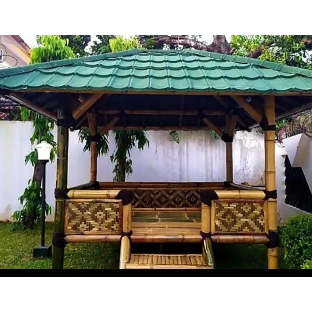 saung bambu gazebo siap huni ukuran 3x2 meter atap injuk dan baja ringan
