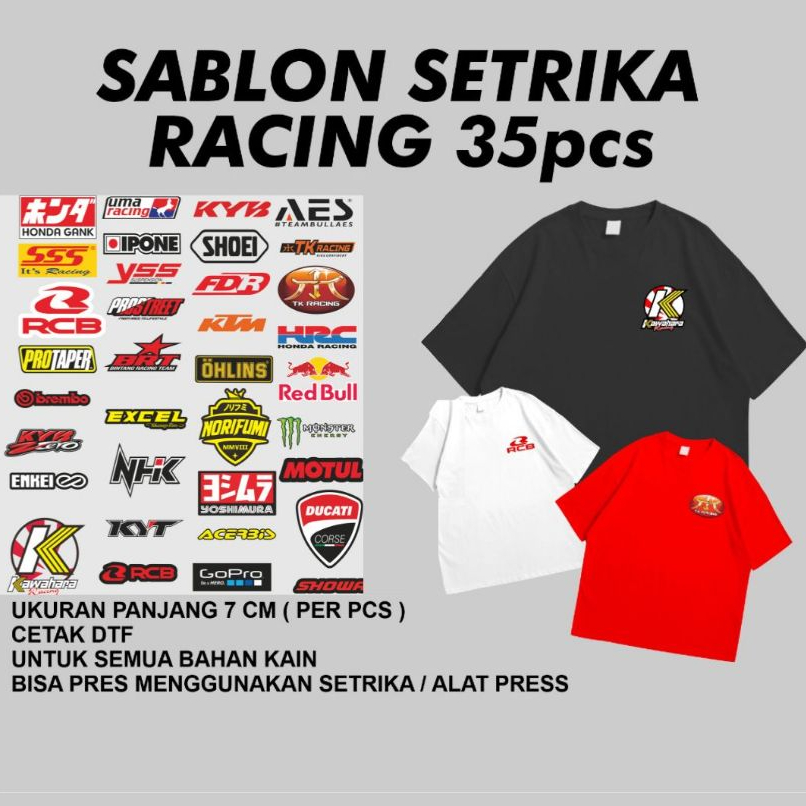 Sablón Setrika Logo Sponsor Racing Pack isi 35 Pcs || Sablon Setrika sendiri || Sablon Kaos Sablon B