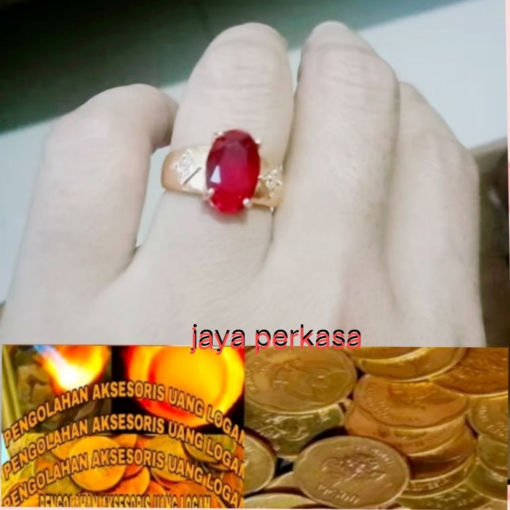 cincin batu permata merah delima dari koin 1991