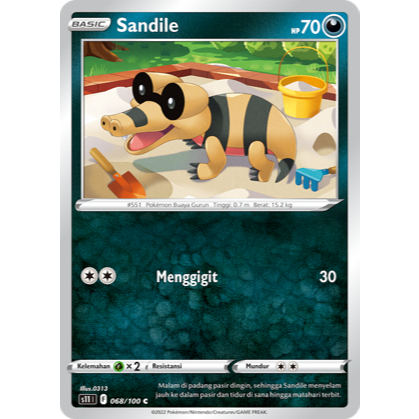Kartu Pokémon TCG Bahasa Indonesia Sandile Kondisi NM Booster Pack "Neraka Sirna" 068/100