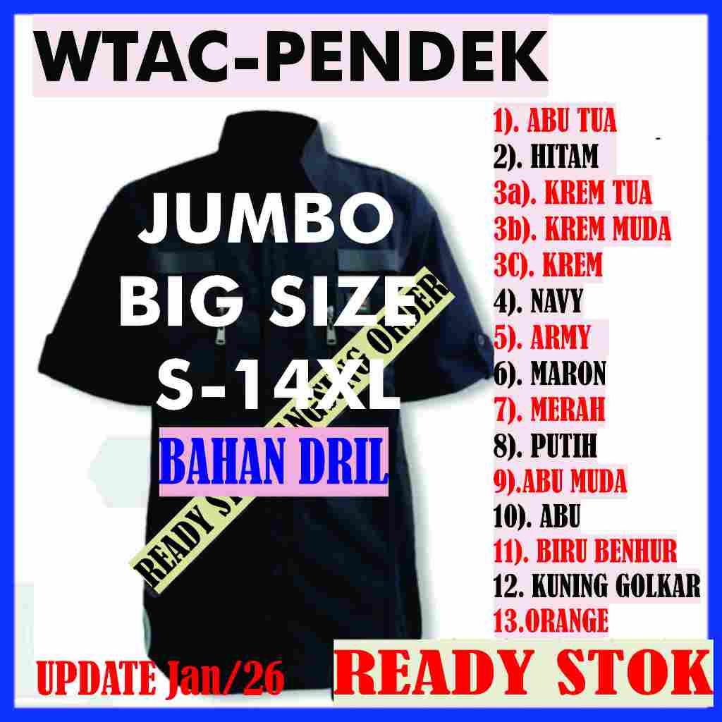 KEMEJA BAJU TACTICAL TAKTIKAL WTAC W-TAC W TAC TANGAN LENGAN PENDEK PDL PDH PNS RESKRIM LAPANGAN KER