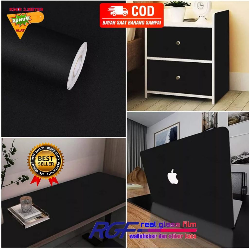 PVC SHEET FURNITURE MEJA LEMARI HITAM MATTE/SHEET KAMAR MANDI ANTI MINYAK TAHAN PANAS ANTI AIR ANTI 