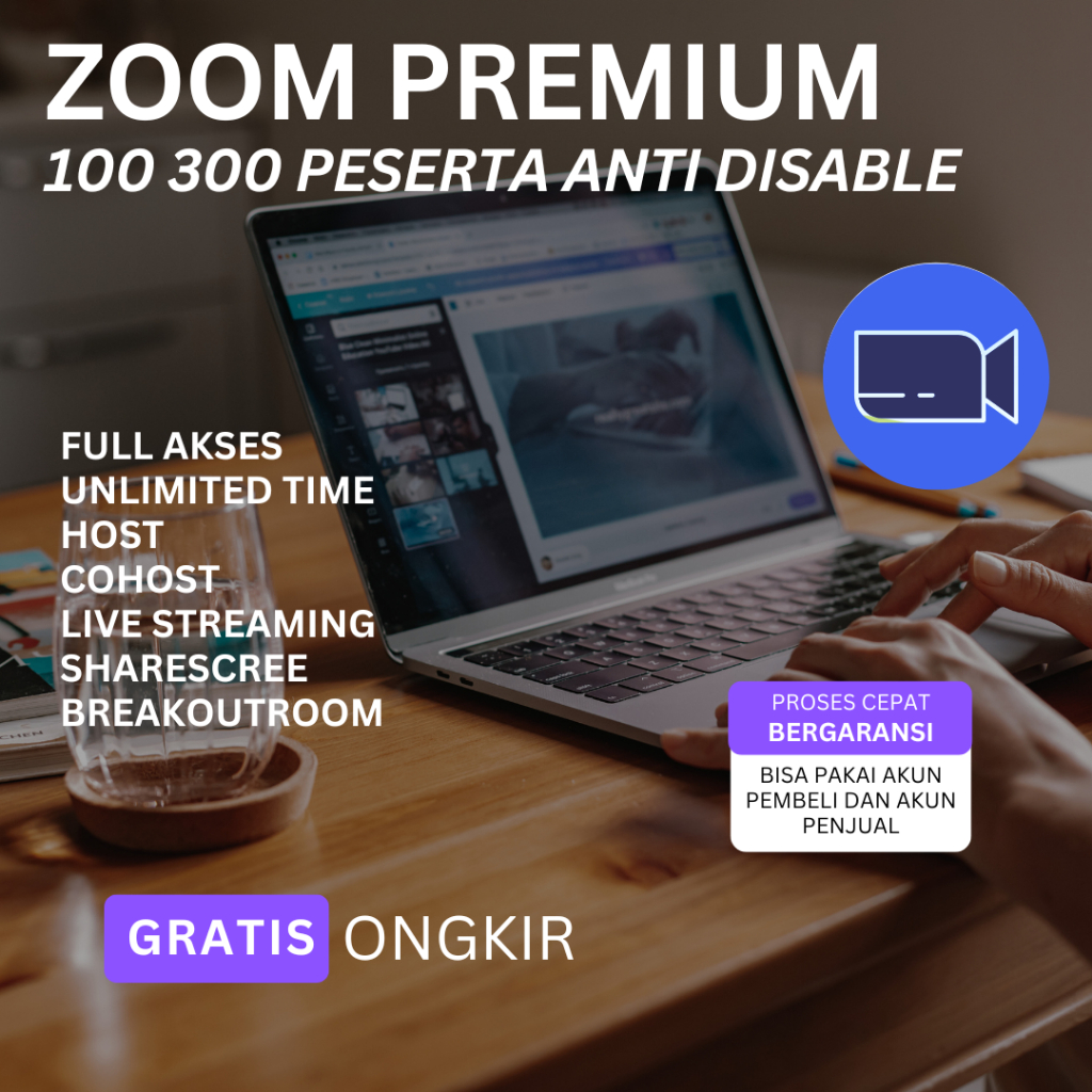 ZOOM MEETING PRO 1 BULAN ANTI DISABLE 100 300 PESERTA FULL GARANSI