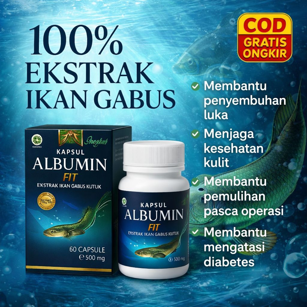 Kapsul Albumin Ikan Gabus Asli | Suplemen Herbal Alami Isi 60 Kapsul