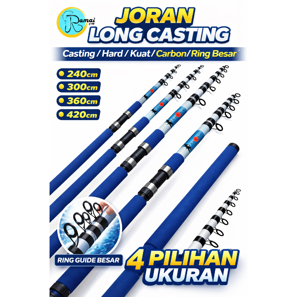 Ramai Pancing Joran Casting Lemparan Jauh Telescopic /Joran Surf Ruas Pendek Kuat  Ukuran 240/300/36