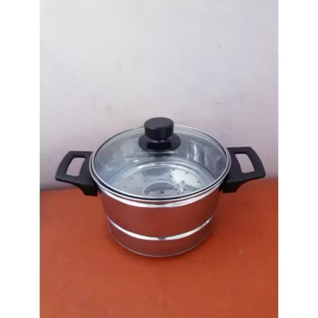 panci nasi mini panci kukus pegangan anti panaa mini tutup kaca ukuran 16 cm ,18 cm ,20 cm