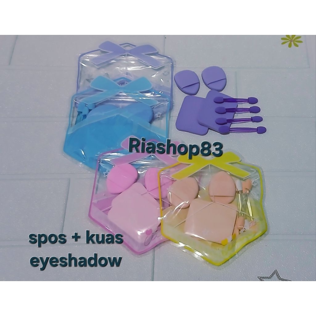 Paket Makeup Lengkap Brush 5in1 + Spons + Eyeshadow – Set Alat Rias Praktis