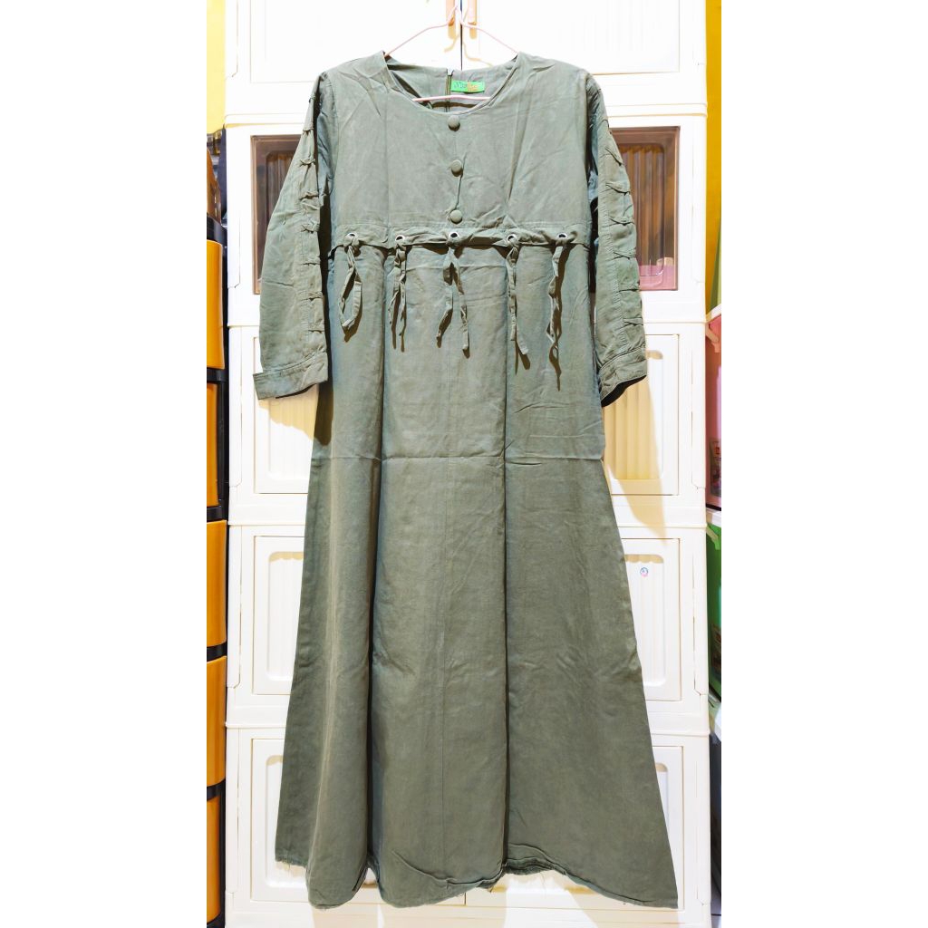 Preloved Gamis Dewasa Warna Hijau Army