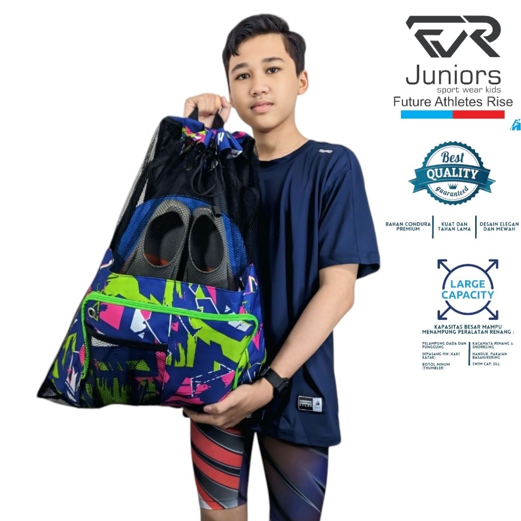 Tas Renang Jaring Sport Motif Abstract Purple /Tas Gendong Atlan