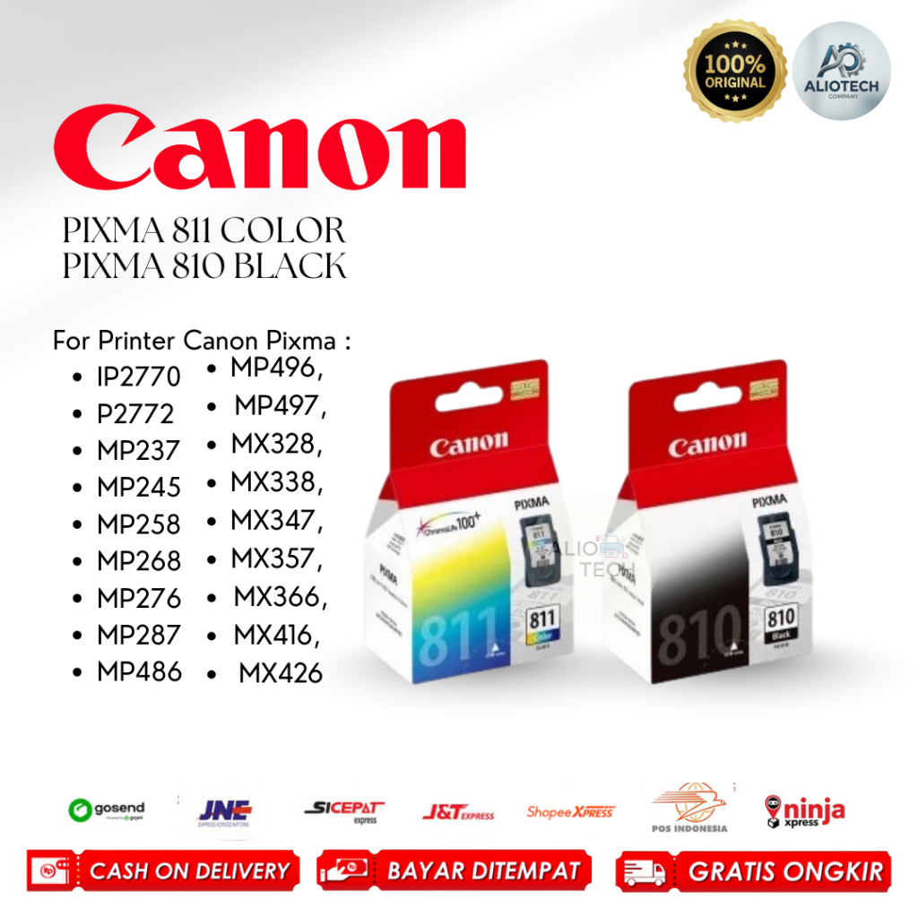 Tinta Canon 810 Black & 811 Color Catridge Original Printer Canon IP2770, IP2772, MP247, MP245