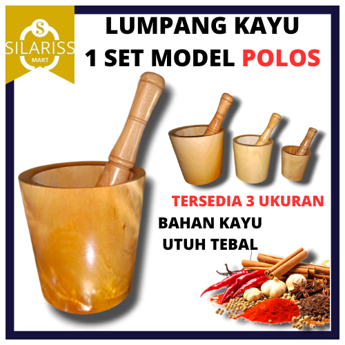 LUMPANG KAYU + ALU BESAR JUMBO LESUNG TUMBUKAN TRADISIONAL MODEL POLOS