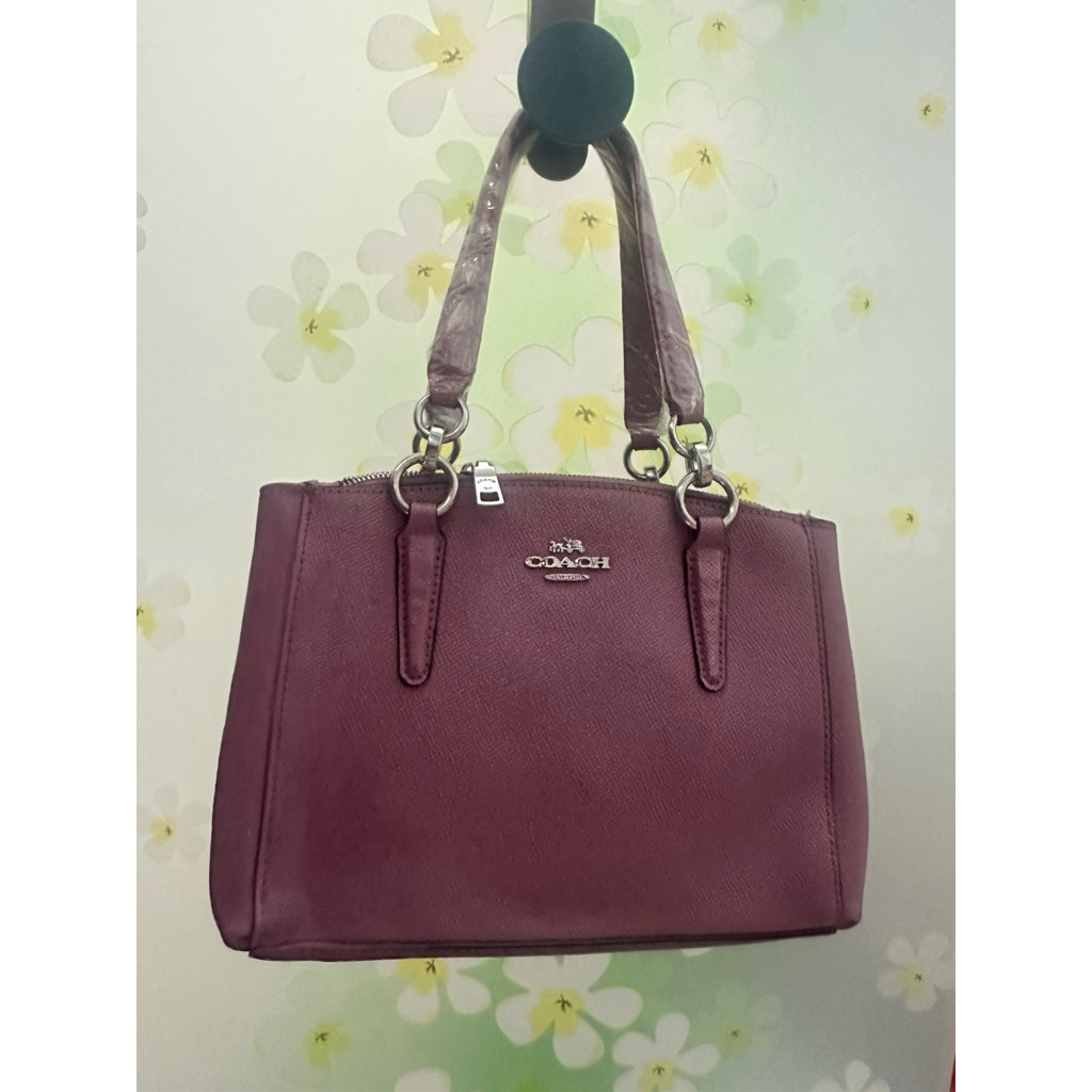 Preloved tas Coach Mini Christie Carryall handbag in mauve crossgrain leather