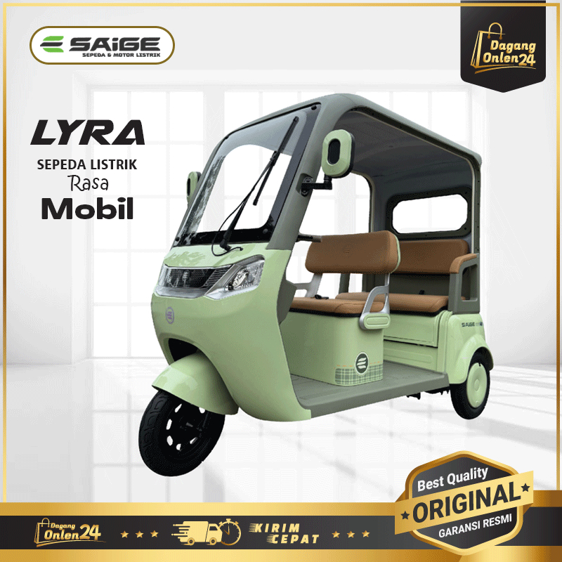 Sepeda Listrik Roda 3 Mirip Mobil SaiGe LYRA Ebike Roda Tiga Anti Air Untuk Dewasa Garansi Resmi