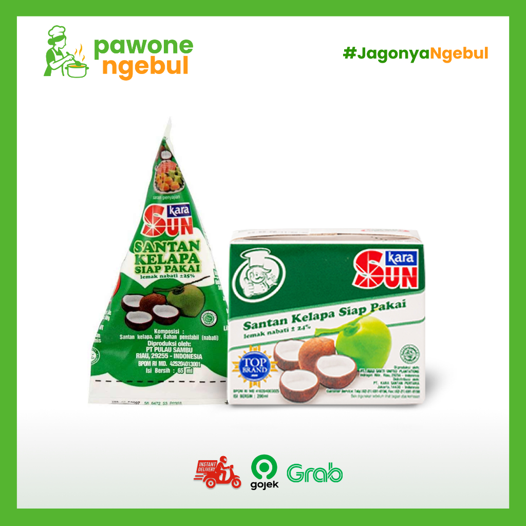 Santan Kelapa Sun Kara - Siap Pakai, Sterilisasi UHT, Konsisten Rasa - Pawone Ngebul