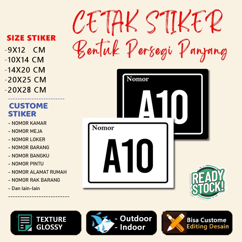 Stiker Nomor Angka - Alamat Rumah -  Nomor Rumah - Stiker Custome - Nomor Angka - Nomor Balap - Nomo