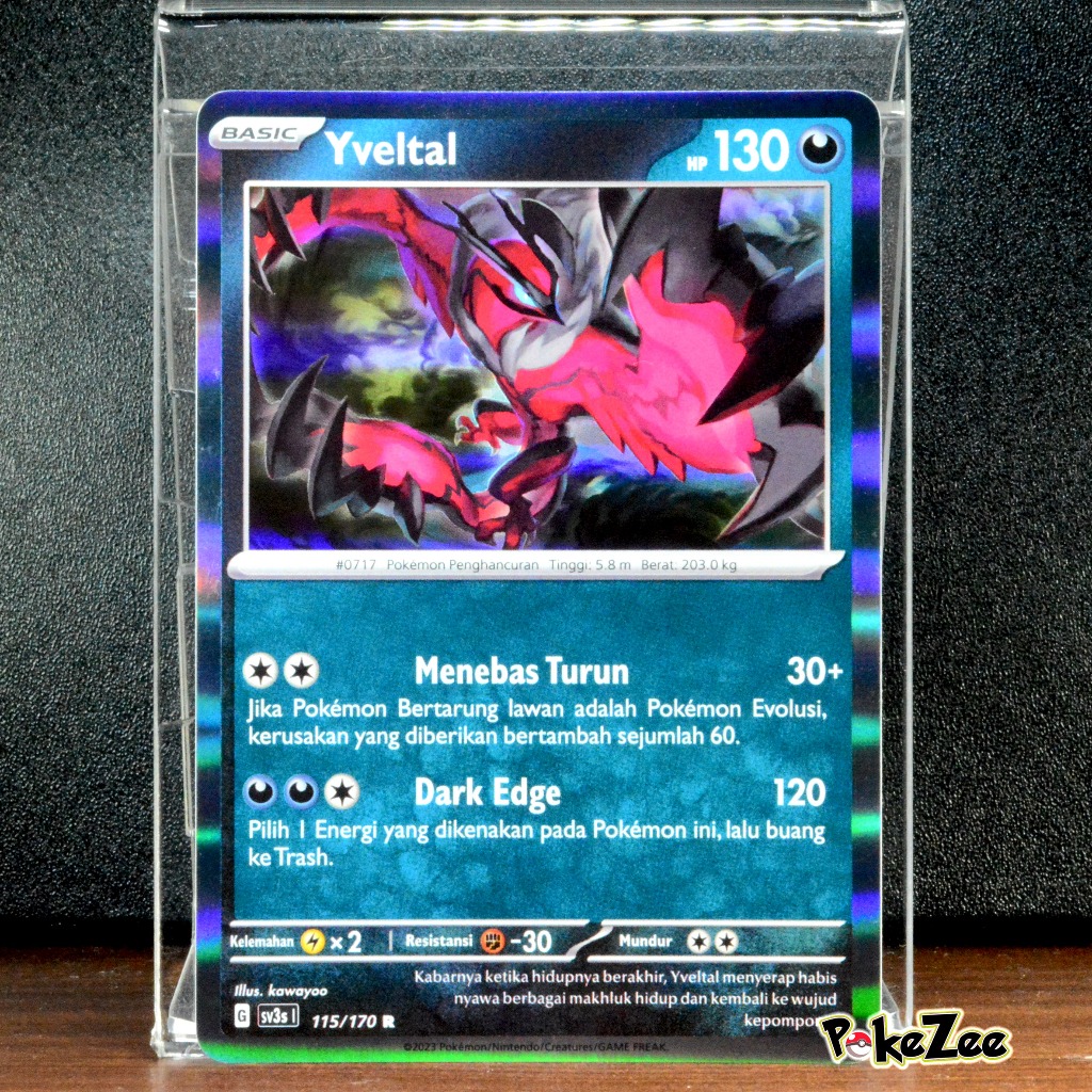 Yveltal sv3s 115/170 R Kartu Pokemon Holo TCG Indonesia Kilau Hitam
